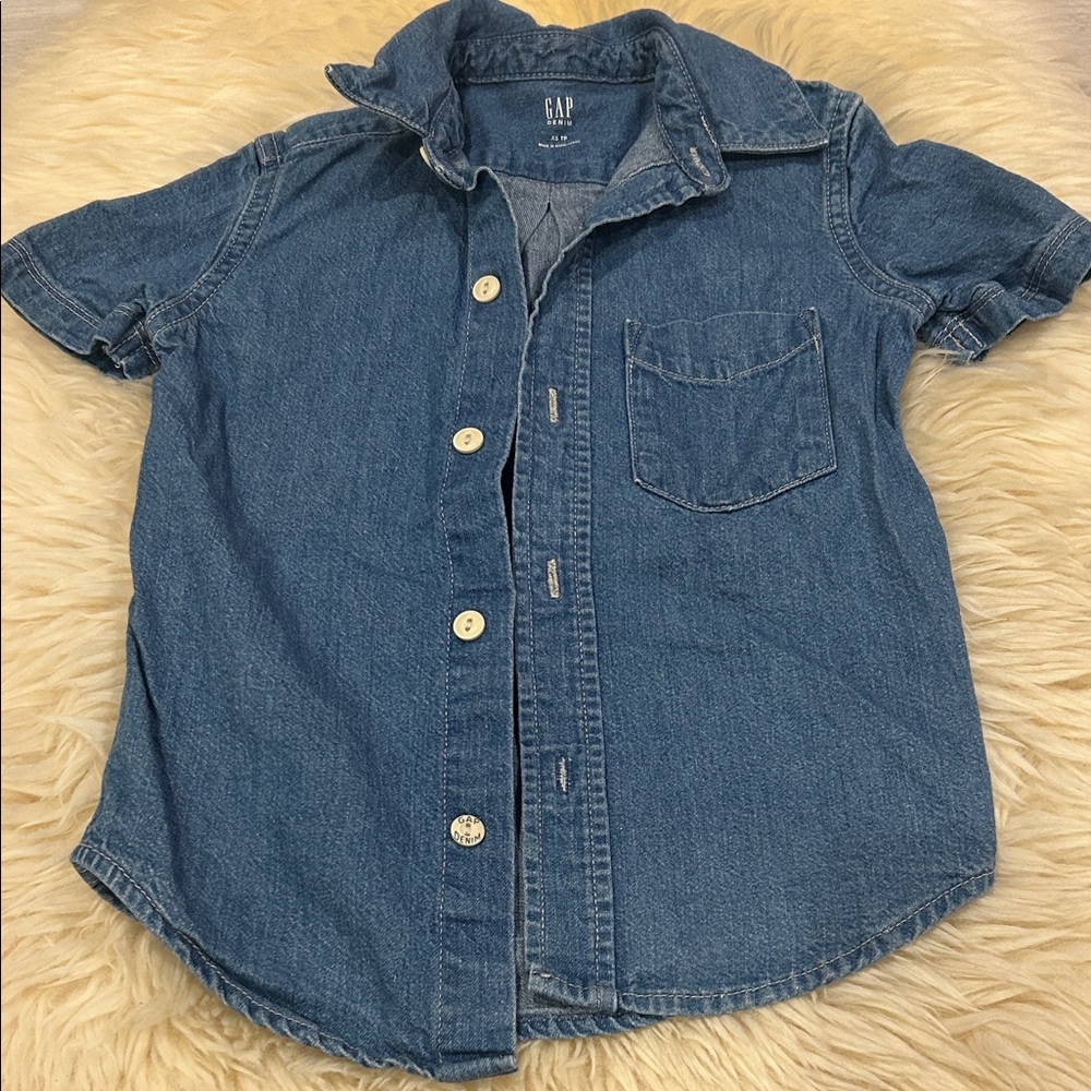 GAP Kids Classic Blue Button-Up Denim Shirt